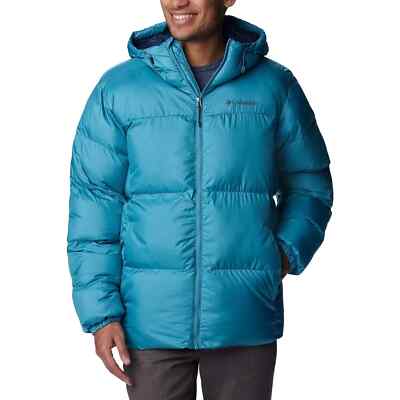 Columbia Men's Puffect Hooded Jacket/Coat Size X-Large Light Blue/Teal 