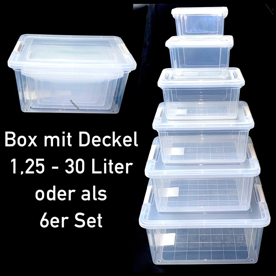Aufbewahrungsbox mit Deckel 1,25 - 30 L Kunststoffbox Plastikbox Box Transparent - Bild 1 von 4
