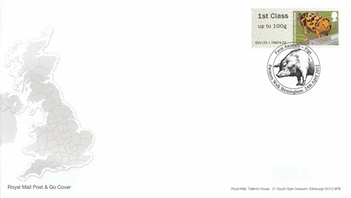 Pigs Post and Go GB FDC Farmers Walk Birmingham 2012 (65184)