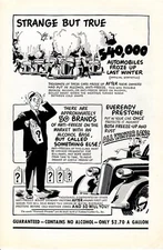 Vintage print ad Tire Gas Oil 1936 Eveready Prestone anti-freeze Strange True