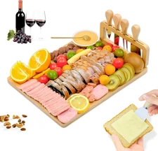 Bamboo Charcuterie Boards Cheese Board Knife Set14‘’X11‘’,House Warming Gifts fo