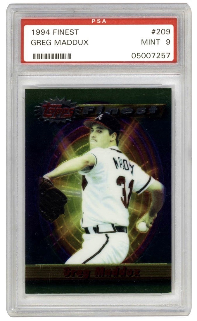 1994 Topps Finest - Greg Maddux #209  Cy Young Winner Atlanta Braves PSA 9