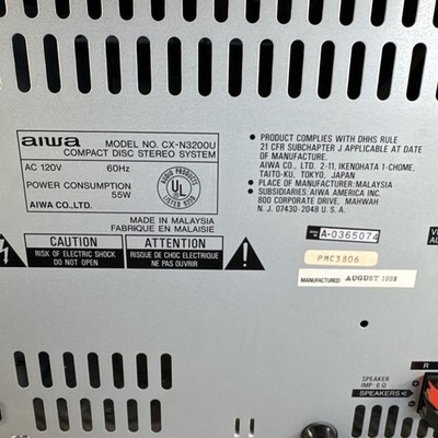 Aiwa NSX-3200 w/ Speakers Tape Works CD Not Working No Remote