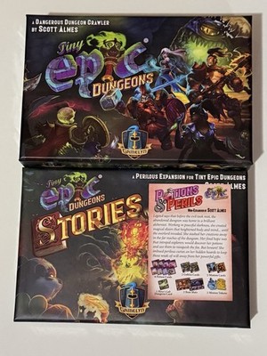 Tiny Epic Dungeons + Stories + Potions And Perils + Boss Meeples Pre-owned Rare