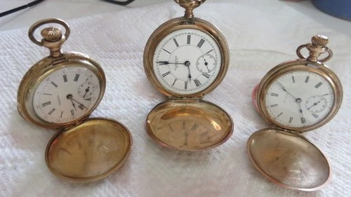 3 Antique Pocket Watches Imperial NY Standard Elgin Not Working Gold Filled