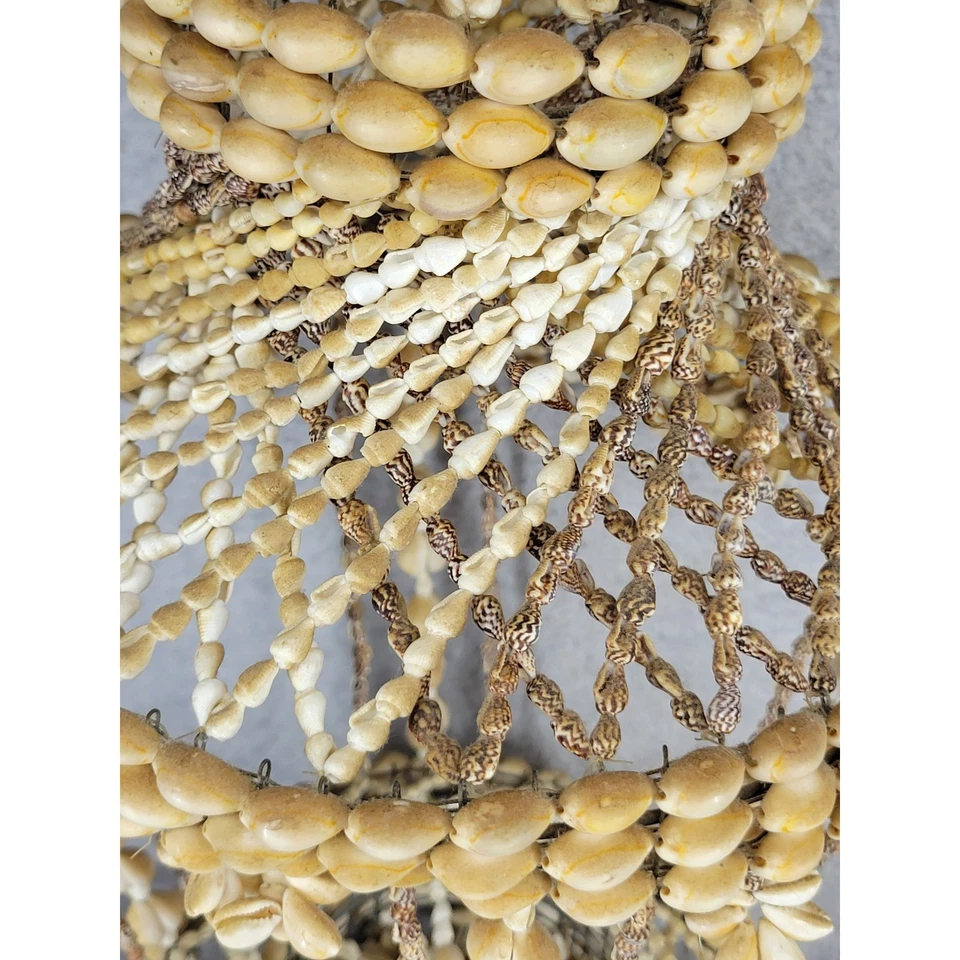 Lámpara de araña vintage concha marina colgante decoración linterna móvil boho costera Foto 3 de 4