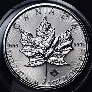 2024 $50 CANADA PLATINO FOGLIA D'ACERO 1 oncia .9995 moneta FOGLIA D'ACERO PRIVY A7870