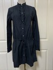 POLO JEANS CO Black Ruffled & Pleated Front Shirt Dress ~ Size M Ralph Lauren
