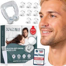 Premium 8 Pack Anti Snoring Devices Snore Stopper Magnet Silicone M, Clear