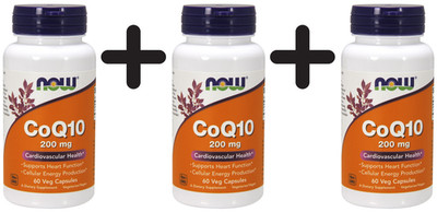 3 x NOW Foods CoQ10, 200mg - 60 vcaps (592,22 EUR/kg)