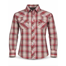 Vintage 80's Wrangler Red and White Plaid Western Button-Down Pearl Snap Medium