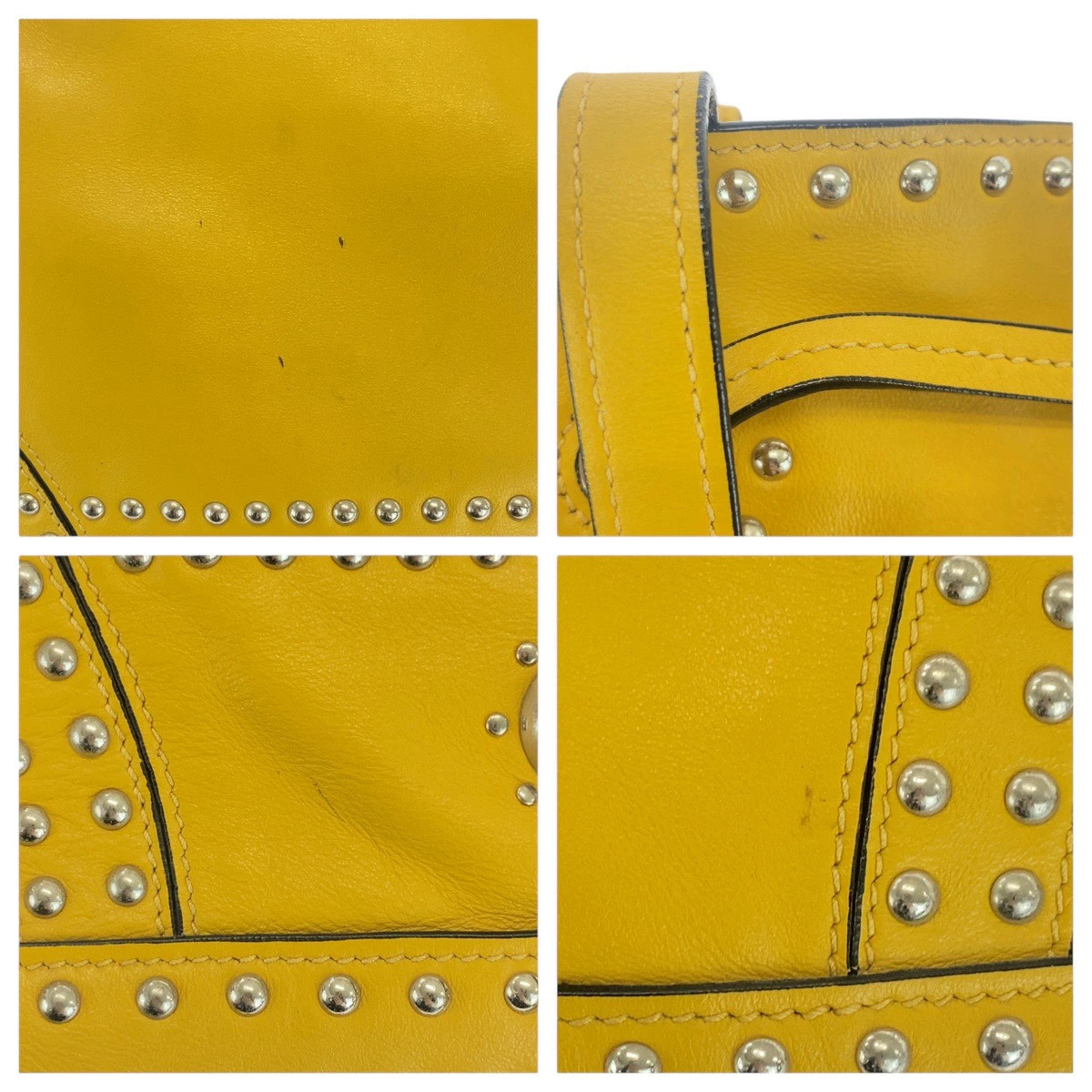 Prada Triangular Logo Plate Yellow Silver Hardwar… - image 4