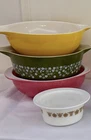 Vintage Pyrex Lot Medallion Yellow Cinderella, Crazy Daisy Green, Pink, Gold