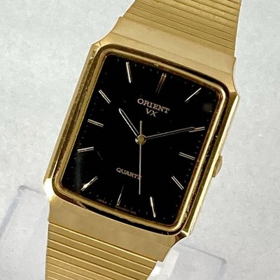 ORIENT 8B0359050-20 VX Analog Old Quartz Dress Watch 35mm Black Dial From Japan