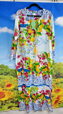 ANTICA SARTORIA 2026 LEMONS FLOWERS TIE FRONT L/XL LONG KAFTAN/DRESS/MUMU