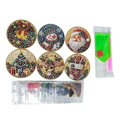 6-Piece DIY Beaded Christmas Character Ornament Set with Hanger for Tree Display