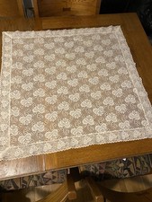 Vintage Off White Cream Lace Table Cloth Scar...