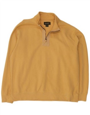 Eddie Bauer Herren Zip Neck Sweatshirt Pullover Large gelb Baumwolle ZF01