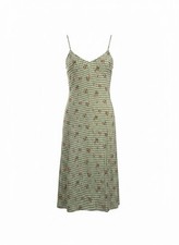 Reformation Crimini Dress Womens 8 Green Gingham Floral Midi Slip Beach Cottage