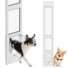 Dog Door For Sliding Glass Door   Magnetic Flap, Locking Pet Insert, Adjustable