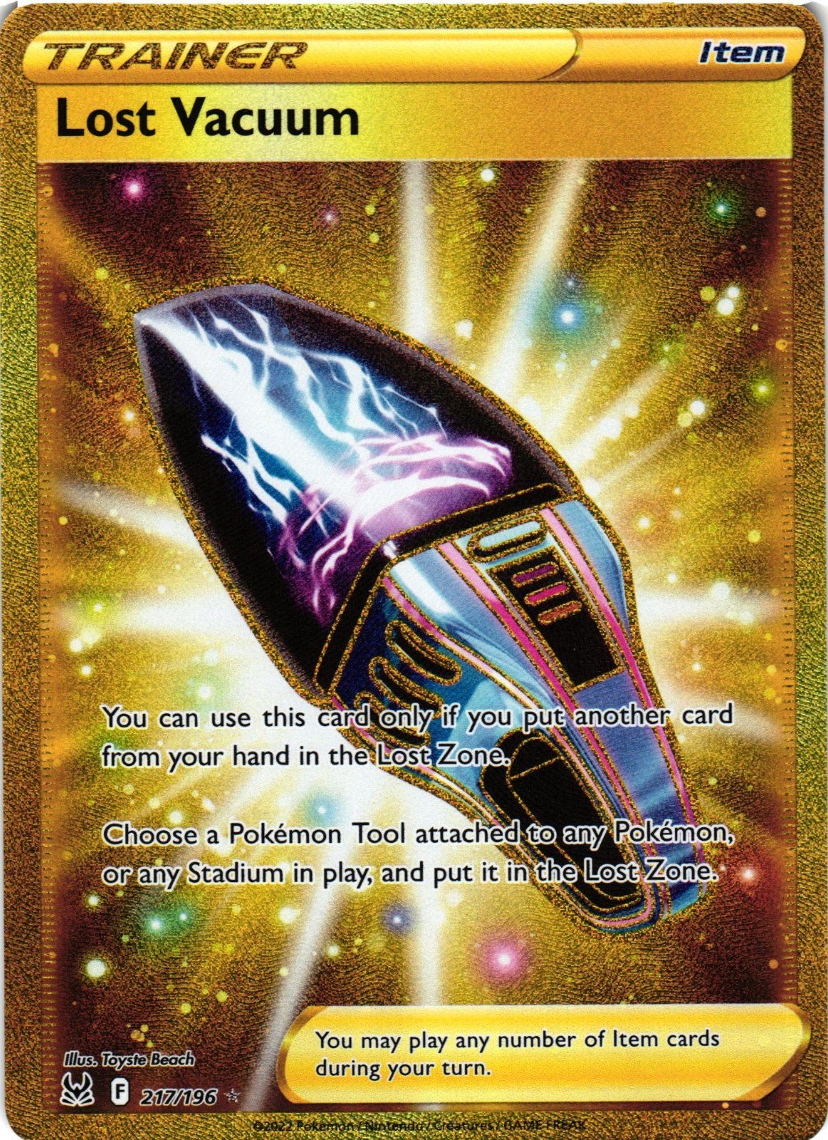 Pokémon TCG Lost Vacuum Secret Rare Sword & Shield Lost Origin 217/196 NM