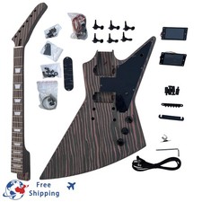 DIY Electric Guitar Kits 22 Frets Bone Nuts T-o-m Set Neck Zebrawood FREE SHIP