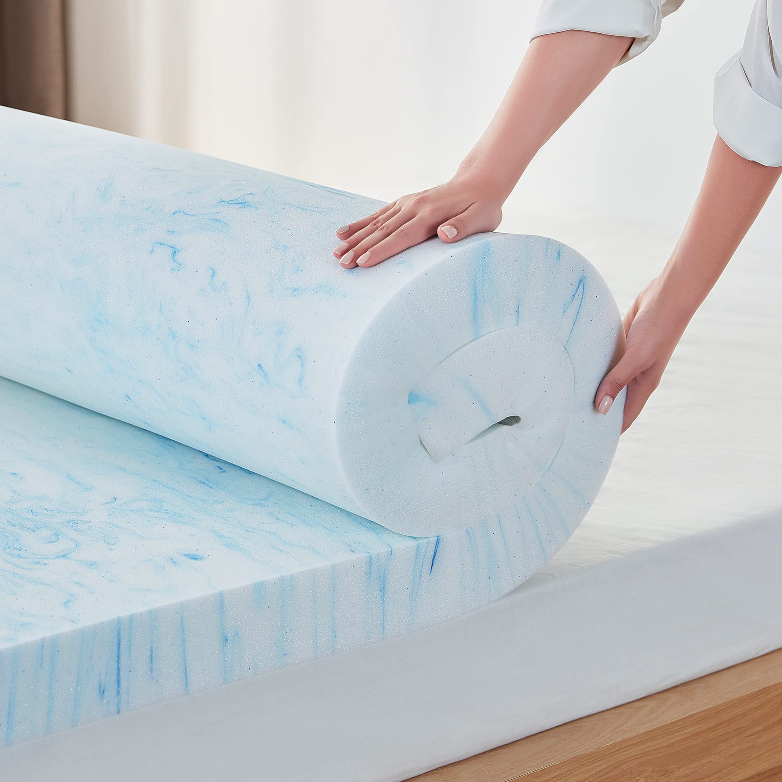 3 Inch Mattress Topper Twin, Cooling Gel Infused Swirl Memory Foam, Soft Matt...