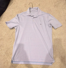 Vineyard Vines On-The-Go Sankaty Polo Men's Small Blue Pink Striped Short Sleeve