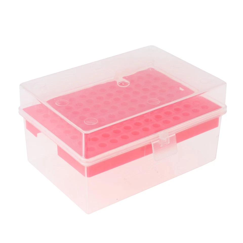 Lab Rectangular 96 Positions Laboratory 200UL Pipette Pipettor Tip Box - Rouge