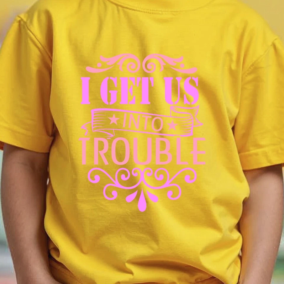 T-shirt garçon fille I Get Us Into Trouble Best Friends Day Bestie assorti #BFD - Photo 3/4