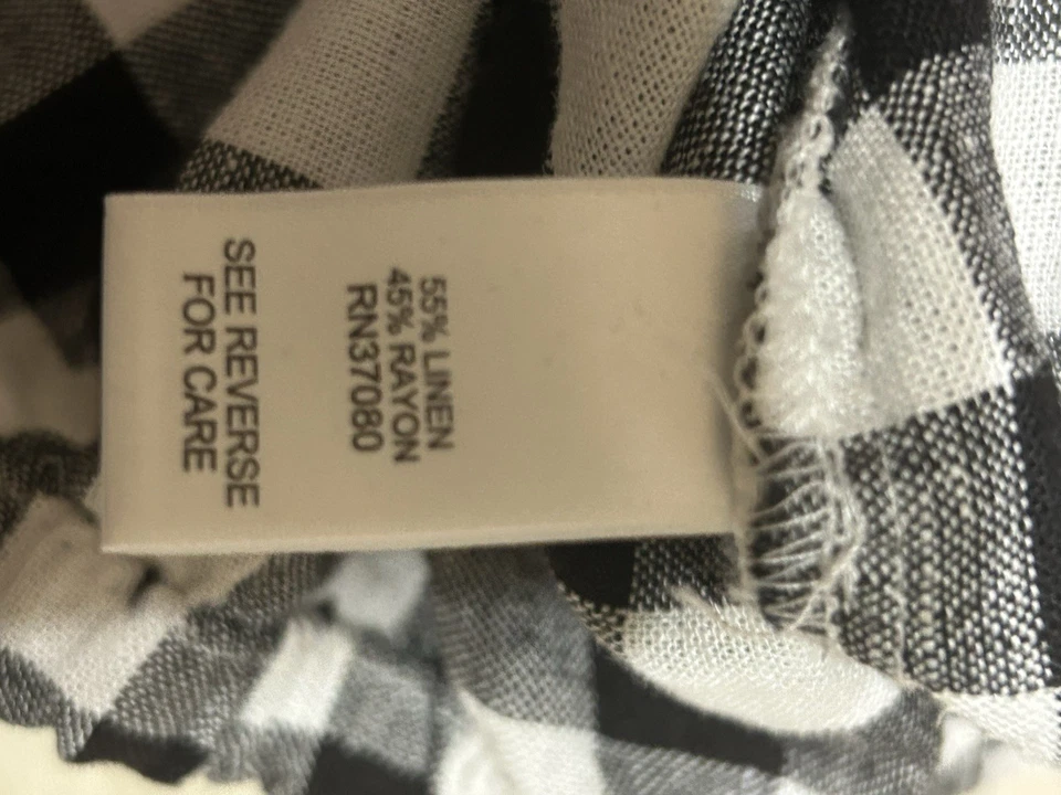 Top corto para mujer talla 22/24 mezcla de lino guinga manga abullonada leche criada CottageCore Foto 4 de 4