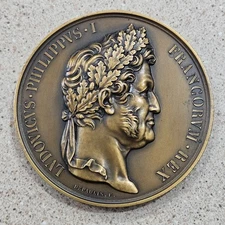 Louis Philippe I Coronation Commemorative Bronze Medallion Paris Mint Restrike