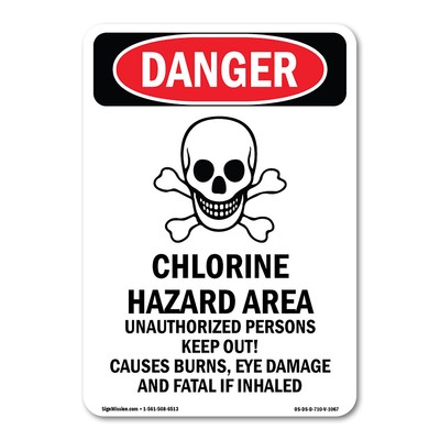 Chlorine Hazard Area ANSI Danger Sign Metal Plastic Decal