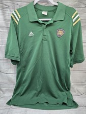 Adidas Men's Notre Dame Golf Polo Shirt Large Short Sleeve Green Poly Blend