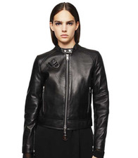 Diesel L Suza Women Leather Zip Up Biker Jacket $898 Black Size Small S Nwt