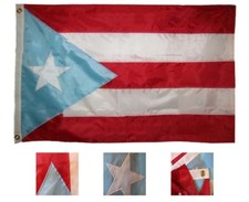 2x3 Embroidered Puerto Rico Rican Light Blue 210D Sewn Nylon Flag DOUBLE SIDED