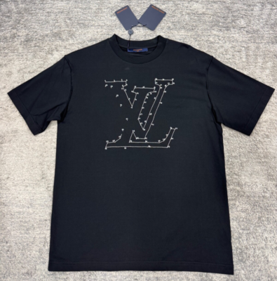 Louis Vuitton LV Stitch Print Embroidery Black White Logo Short