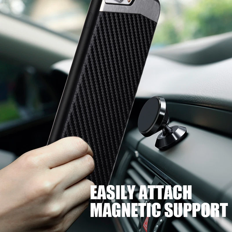 iPhone SE(2020 年第 2 代)磁性背板黑色碳纤维 TPU 橡胶保护壳 — 第 3/4 张图片