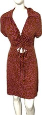 Free People Dress Pink Marsaille Mini Cutout Wrap Leopard Animal Womens Size M