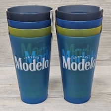 Cerveza Modelo (2) 4-Packs 20oz Plastic Glasses Set Man Cave Beer BBQ Bar Dad 
