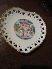  Houston Texas Vintage Japan Ebrink Heart Shaped Cut Out Texas Plate Vintage 713