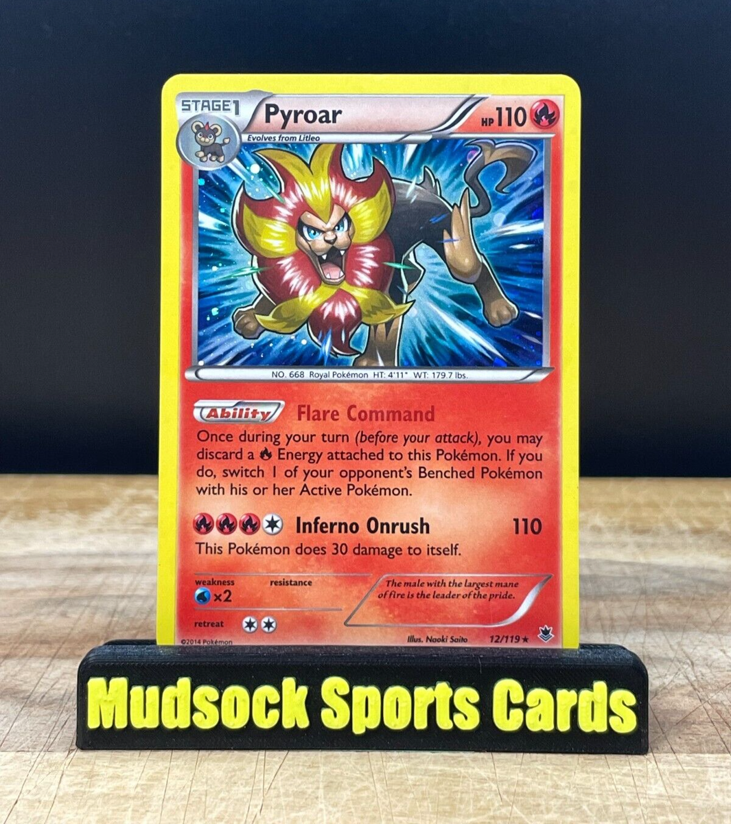 PYROAR - 2014 Pokemon - 12/119 - Rare - Holo - Fire - Stage 1 | eBay