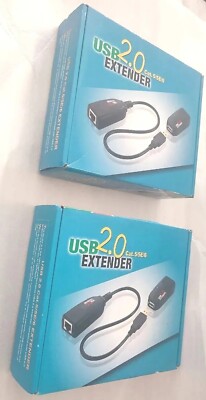 2x USB 2.0 ÜBER CAT 5E / CAT 6 Verlängerungskabel Buchse RJ45 RJ-45 Netzwerk