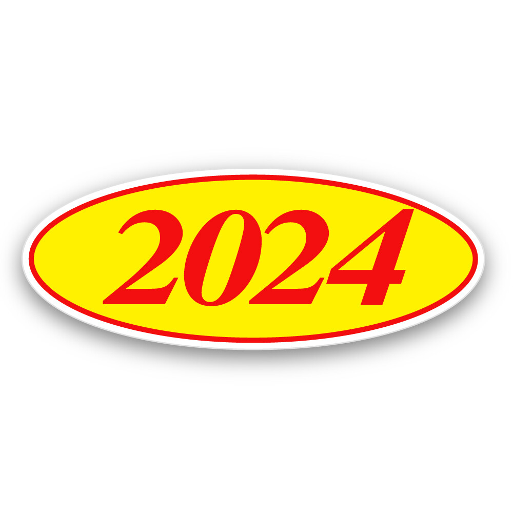 EZ-Line Car Dealer Oval Model Year 2 DOZEN Windshield Sticker RED