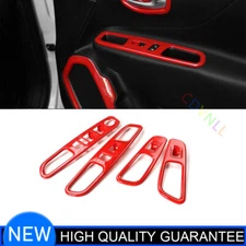 Glass Window Lifting Lock Panel Trim Fit For Jeep Renegade 2015-2020 Bright Red