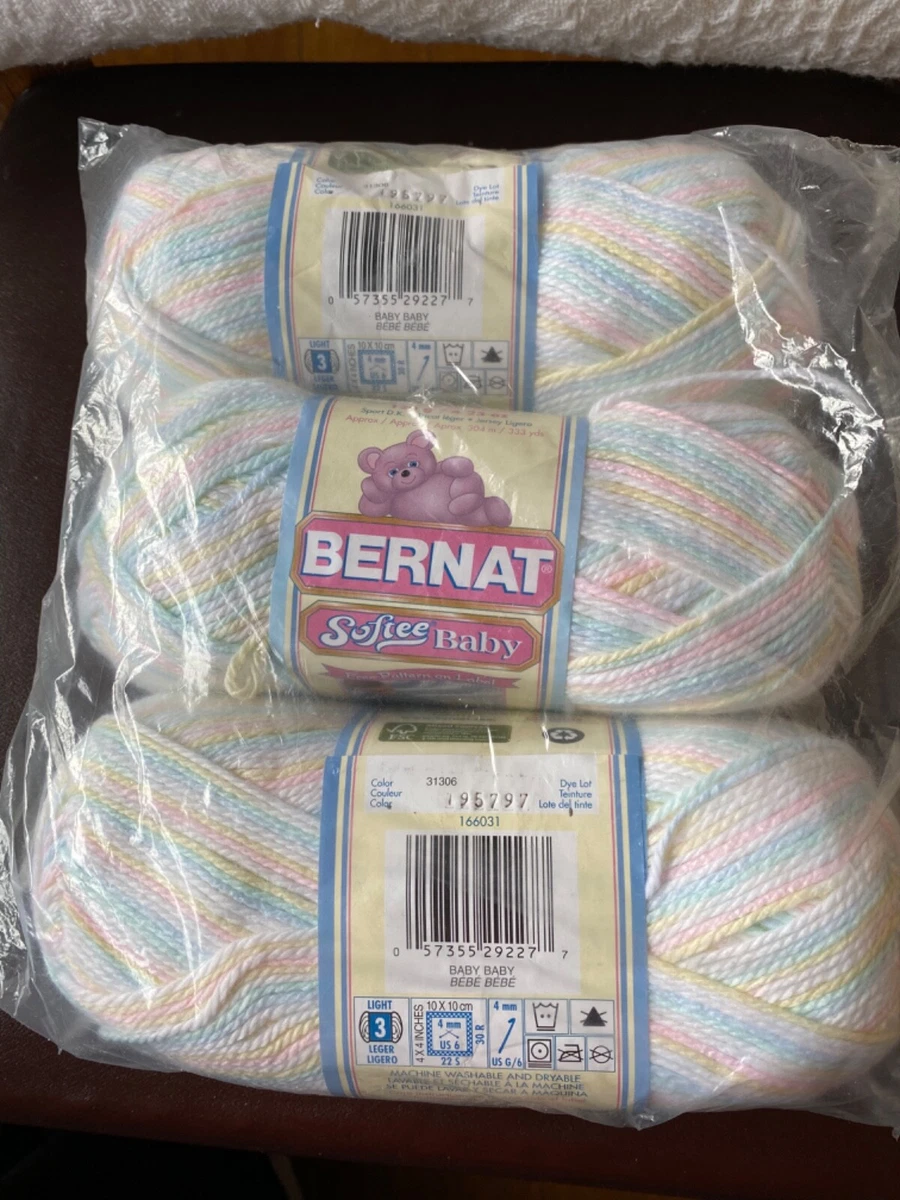 Bernat Softee Baby Baby Variegated Yarn Lot of 3 Skeins Ombré NEW