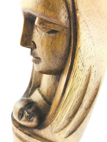 Woman Holding Child Wood Carving Hand Carved Artwork Sculpture - Picture 7 of 7