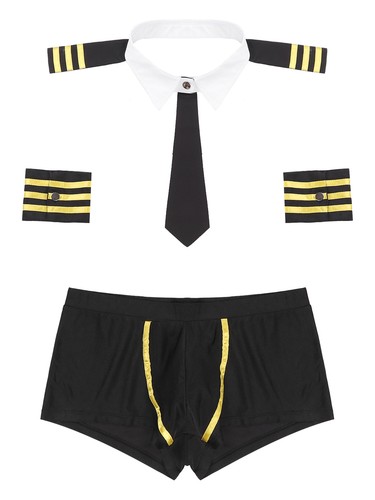 US Men's Sexy Captain Costume Lingerie Set Theme Party Christmas Cosplay Outfits - Picture 12 of 13