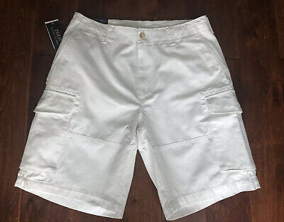 NWT POLO RALPH LAUREN RELAXED FIT WHITE COTTON CARGO SHORTS SZ 42 ...
