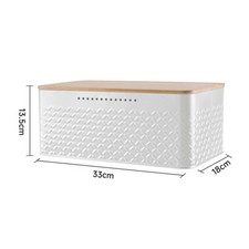 Large Metal Bread Bin W/Wooden Lid Kitchen Food Cake Loaf Storage Container Box